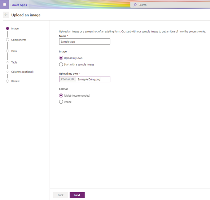 How to Create a canvas app from an image